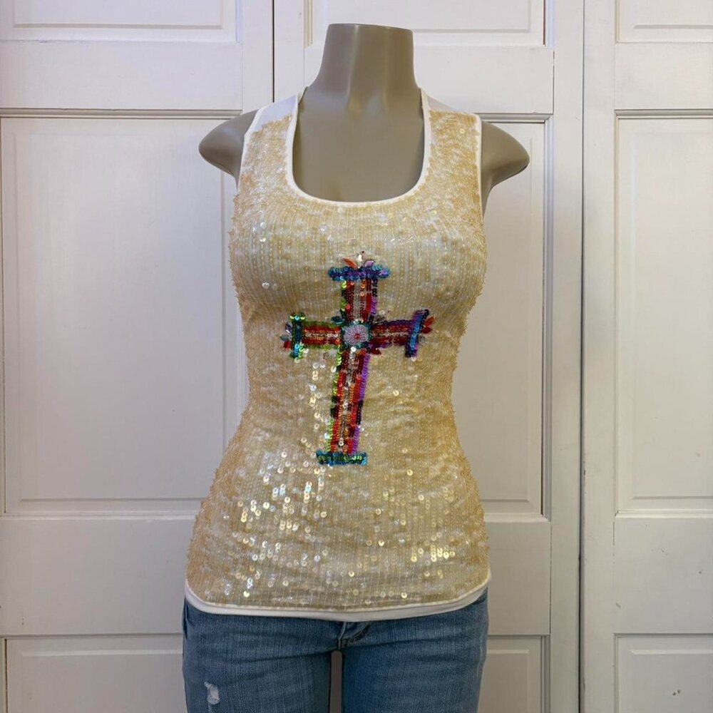 Mcbling Cross Twin-Set Sequin Tank Top
